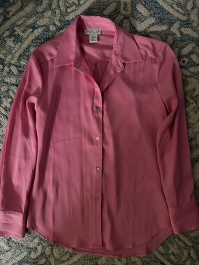 Rachel Zoe Pink Silk Button-Down Blouse